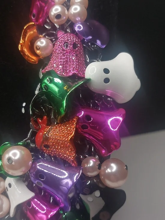 Betsey Johnson Halloween Colorful Ghosts Chunky Bib Statement Necklace - Picture 14 of 16